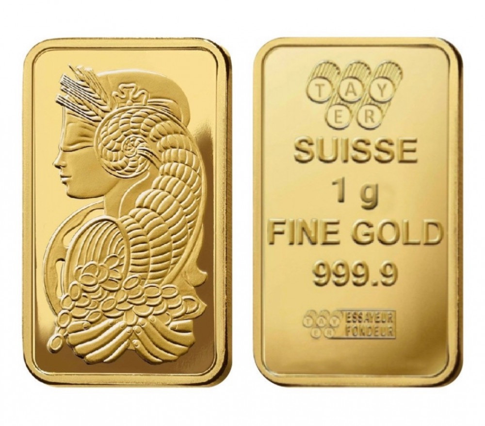 شكل سبيكة الذهب حجم 1 غرام