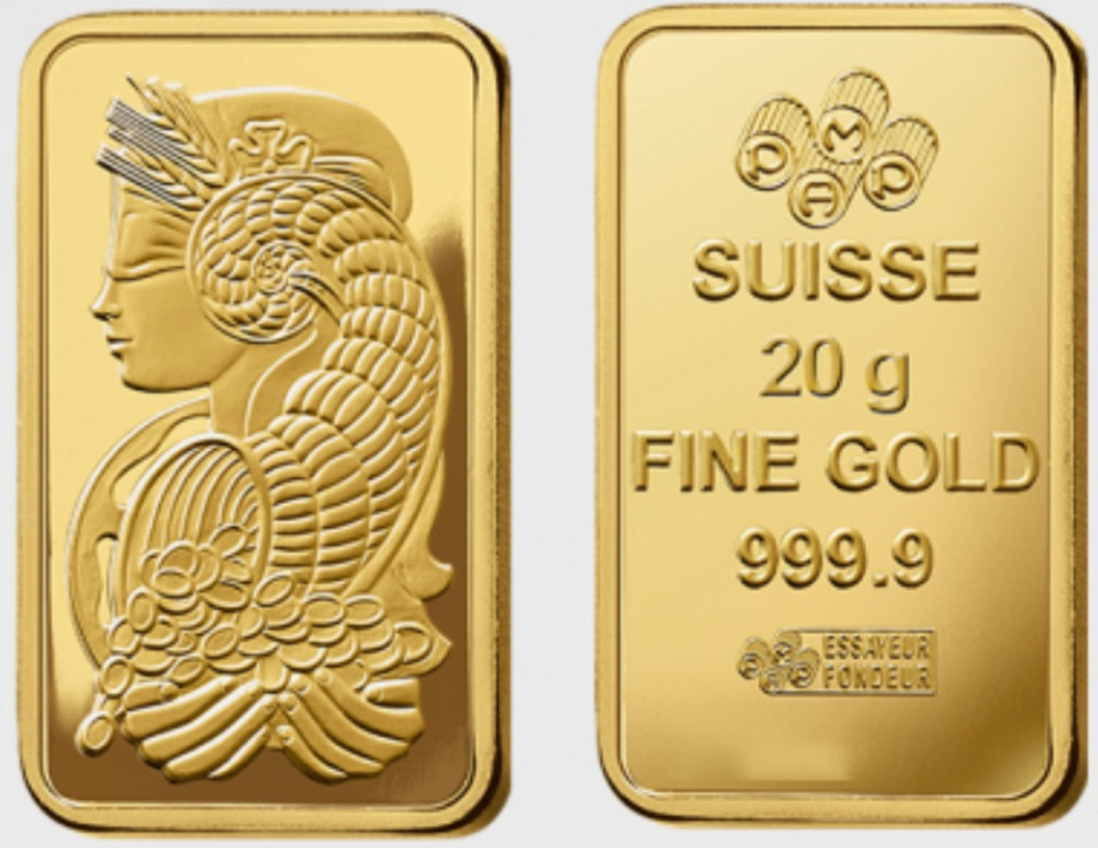 شكل سبيكة الذهب حجم 20 غرام